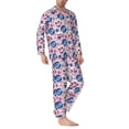 thumbnail image 2 of Naloa blue record rock Skull Men’s Pajamas Set - Long Sleeve Button Down Sleep Shirt and Pajama Bottoms Sleepwear Set-, 2 of 7