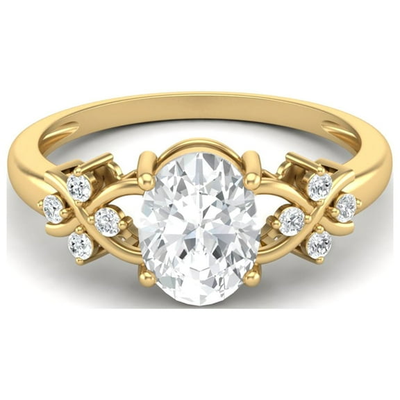 Mooneye 1.70 Ct Oval Moissanite Diamond 925 Sterling Silver Gold Vermeil Solitaire Women Gifts Ring