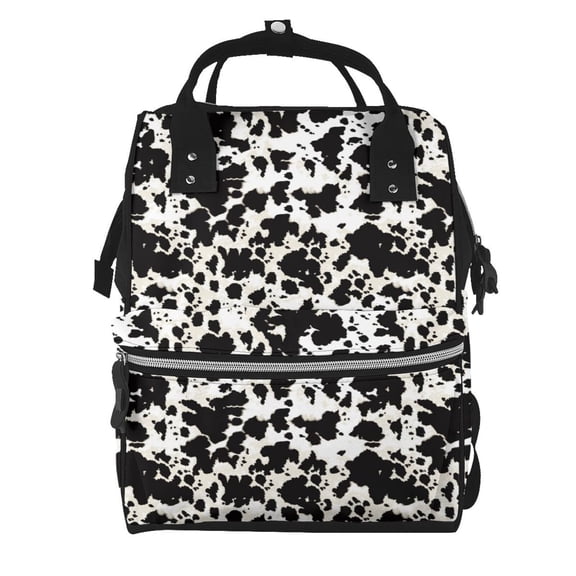 Xecao Cow Skin 1 print Large Capacity Nappy Bag is a multi-functional waterproof travel backpack, perfect as a nursing bag or mummy backpack for women