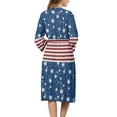 thumbnail image 2 of Yuyamidu American Flag Robe Womens 3/4 Sleeve Robes for Women Bathrobe Knee Length Nightgowns Size XL Comfy Sleepwear Soft Dressing Gown with Waist Belt, 4th of July, 2 of 7