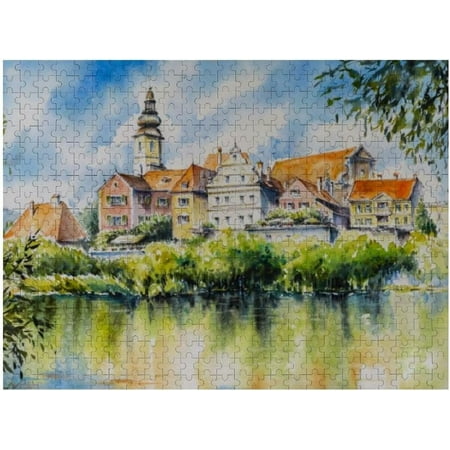 Wellsay 500 Piece Jigsaw Puzzle for Kids Adults - City Above Mur River in Styria Austria Puzzle Game