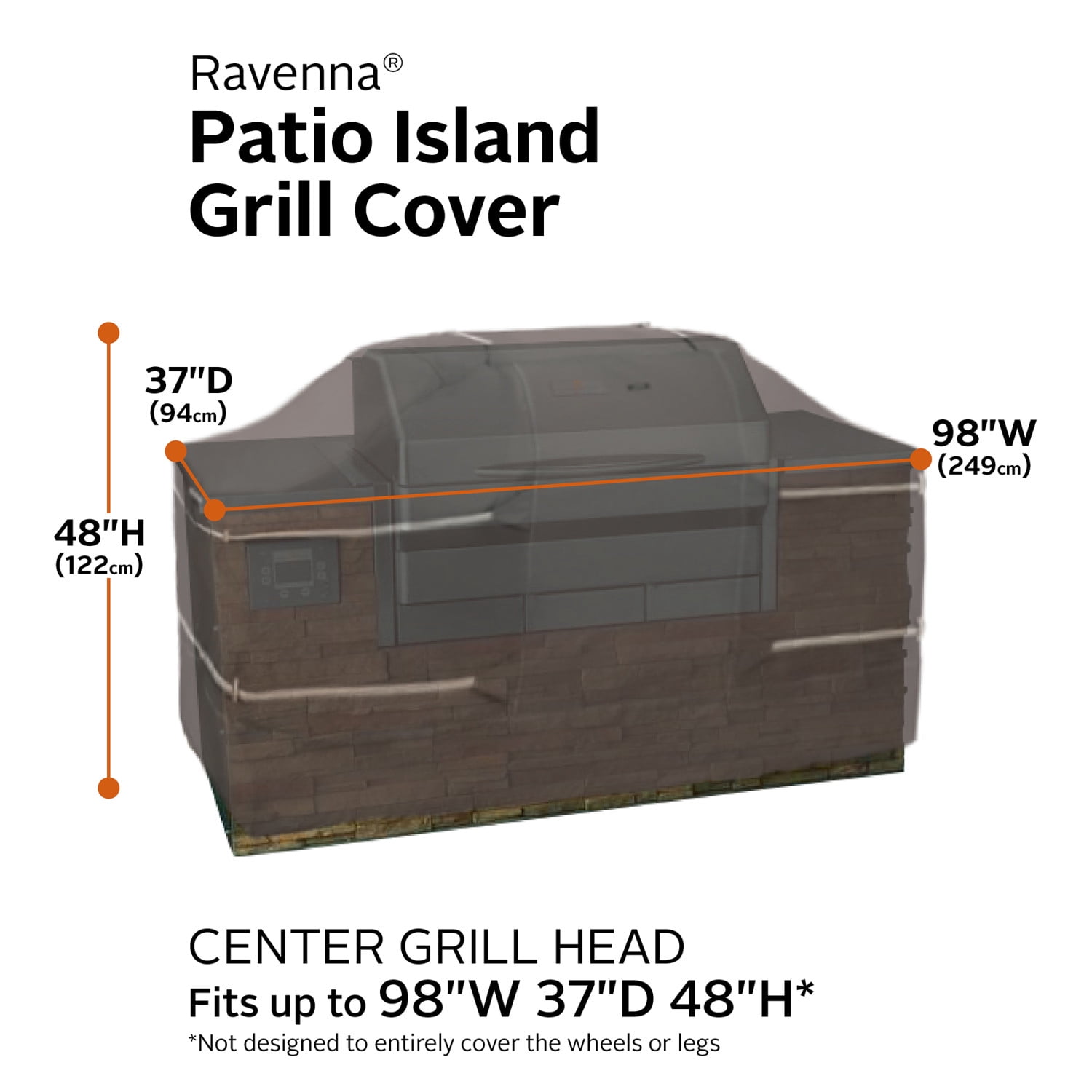 Classic Accessories Ravenna BBQ Grill Cover for Island with Center Grill Head, 98 x 37 x 48 Inch
