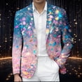 thumbnail image 2 of oqasdz Suit Jacket for Men Sequin Print Jacket Glitter Embroidered Tuxedo for Groom Dinner Stretch Slim Fit Dress Coat Party Business Formal, 2 of 4