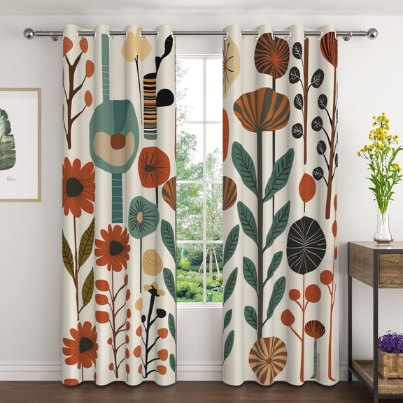 Lfeey Blackout Curtains Abstract Boho Mid Century, Modern Geometric Curtains for Bedroom Living Room, W42x63L, 2 Panels