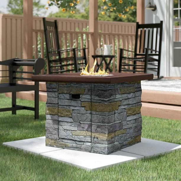 Matthias Mgo Propane Gas Fire Pit Table, Propane Fire Pit Safe For Wood Deck