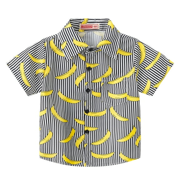 LYMAYTER Toddler Baby Baby Boys Short Sleeve Shirt Set Newborn Summer Printing T-Shirt Tops Kids New Cotton Lapel Button T-Shirt for 6M-7Y
