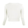 thumbnail image 3 of Urban CoCo Women's 3/4 Sleeve V-Neck Cropped Cardigan (White, XL), 3 of 6