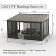 thumbnail image 6 of Domi Outdoor Living 12x14FT Wall Mounted Sunroom, Detachable PC Screen House, Lockable Sliding Front and Side Doors, for Deck Patio, 6 of 8
