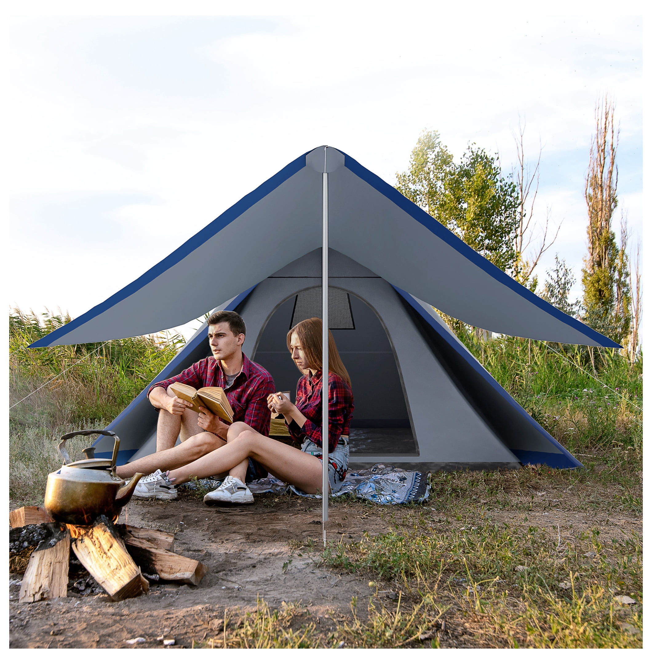 Top Lander, Fireproof Hot Tent, 2 Person, Brown, Waterproof Dome