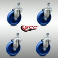 thumbnail image 2 of 5 Inch SS Solid Polyurethane Wheel Swivel 3/8 Inch Threaded Stem Caster Set SCC, 2 of 2