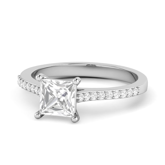 2.20 Ct Solitaire Princess Shaped Diamond Wedding Rings For Her Solid 950 Platinum