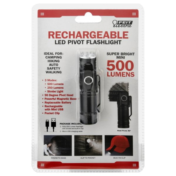Feit Electric Rechargeable LED Pivot Flashlight 500 Lumens 1 Count