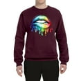 thumbnail image 2 of Wild Bobby, Colorful Neon Rainbow Biting Lips, Pop Culture, Unisex Crewneck Graphic Sweatshirt, Maroon, Medium, 2 of 3