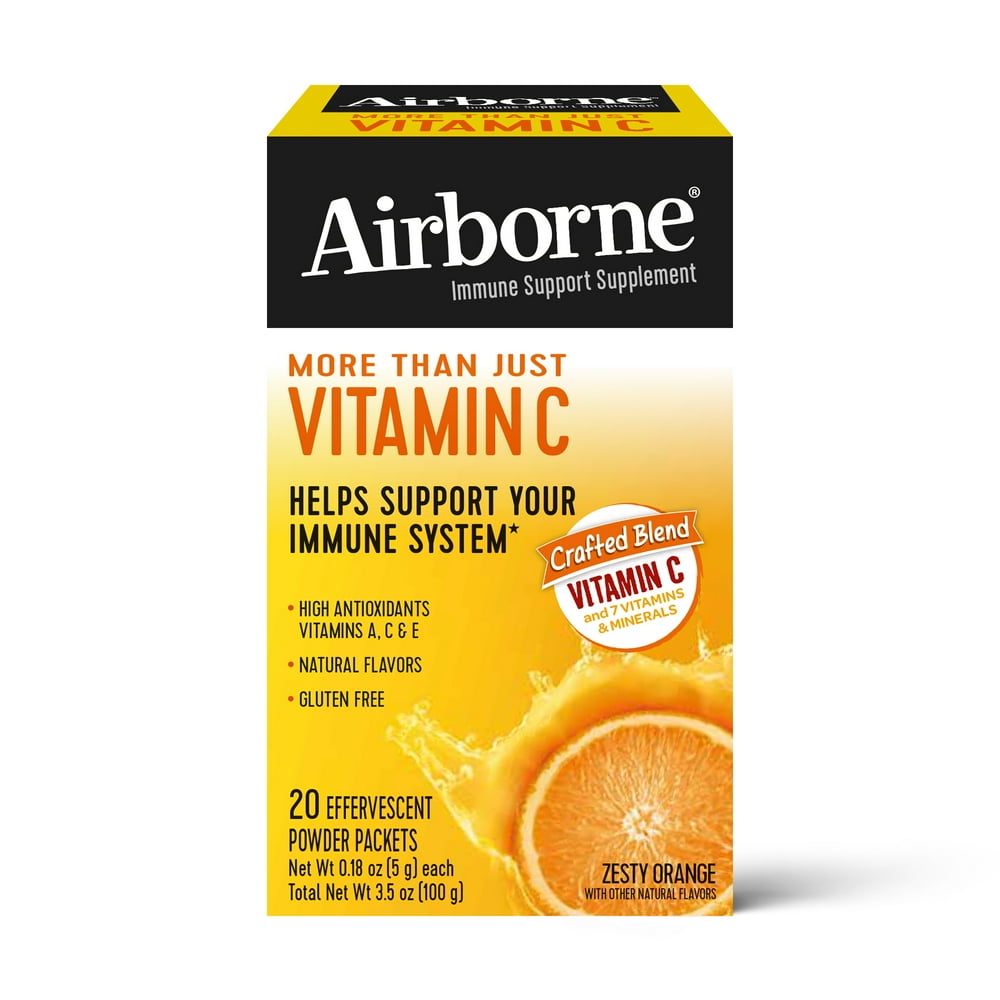 Airborne Vitamin C Effervescent Powder Packets, Zesty Orange 20 ct