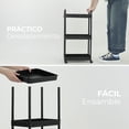 thumbnail image 4 of Carrito Organizador de Almacenamiento con Ruedas Multiusos de 3 Niveles de Estructura Ligera Ideal para Cocina Oficina Baño Negro, 4 of 10