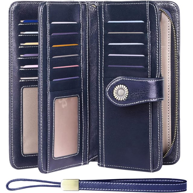 LAICAIW Women's Wallet Genuine Leather RFID Blocking Large Capacity Trifold Ladies Wallet
