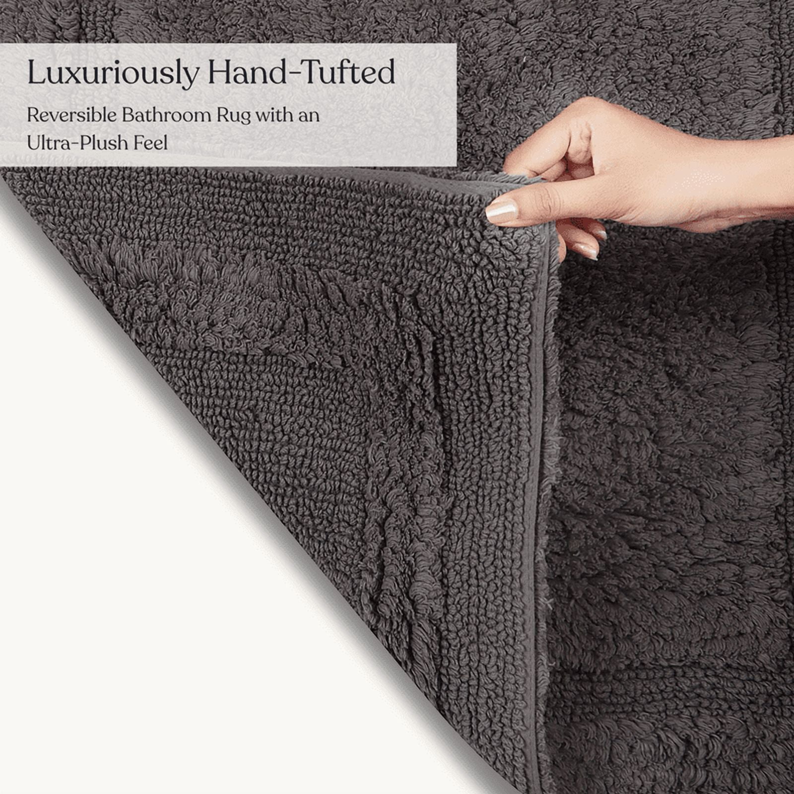 Delara Organic Cotton Reversible Bath Mat – 3000 GSM, GOTS Certified, Ultra-Thick & Super Absorbent | Soft, Plush & Quick-Drying Bathroom Rug