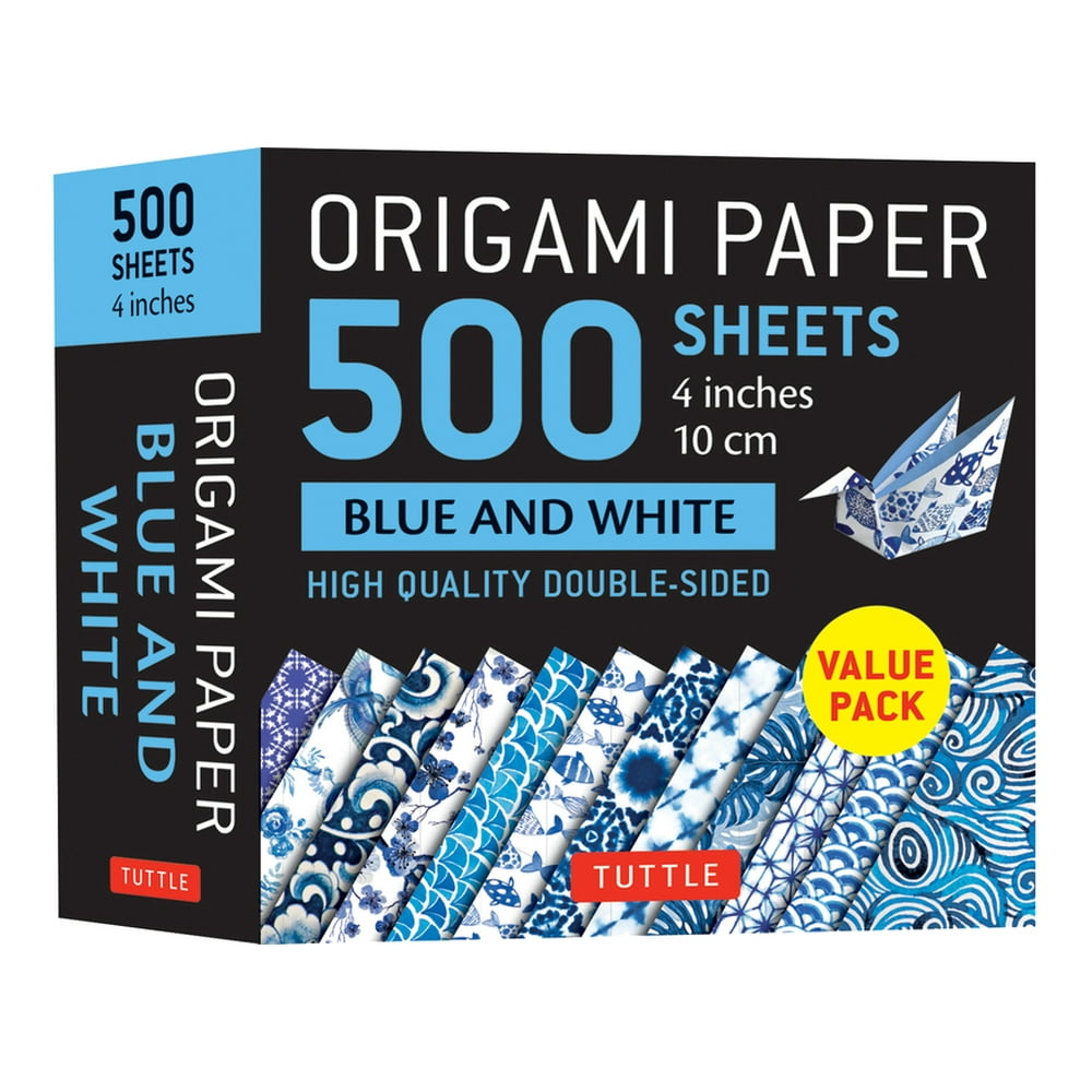 Origami Paper 500 Sheets Blue and White 4" (10 CM) Tuttle Origami