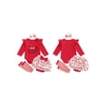 thumbnail image 2 of BemeyourBBs My First Valentines Day Baby Girls Outfit Long Sleeve Romper Ruffle Skirt Set Leg Warmers with Headband Spring Clothes, 2 of 9