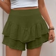 thumbnail image 2 of Plebaso Womens Flowy Shorts Ruffle Layered Elastic Waist Casual Shorts Solid Color Summer Beach Shorts, 2 of 7
