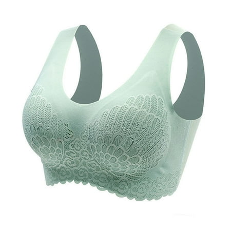 

fanshao Wide Shoulder Straps Beauty Back Girls Bra Full Cup Lace Flower Pattern Push Up Stretchy Bra for Daily Wear