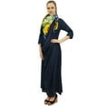 thumbnail image 2 of Bimba Designer Women's Cowl Maxi Navy Blue Dress With Printed Tassel Scarf - 4, 2 of 5