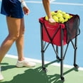 thumbnail image 3 of Goplus Foldable Tennis Ball Hopper Basket Portable Travel Teaching Cart withWheels & Bag Red, 3 of 10