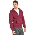 thumbnail image 2 of Men's Heavyweight Fleece Active Casual Cotton Long Sleeve Full-Zip Hoodie, Burgundy L, 1 Pack, 2 of 4