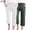 D-Army Green, variant on Wlynlyn 2 Pack Capri Pants for Women Cotton Linen Casual Summer Straight Wide Leg Loose Drawstring Elastic Waist Cropped Trouser