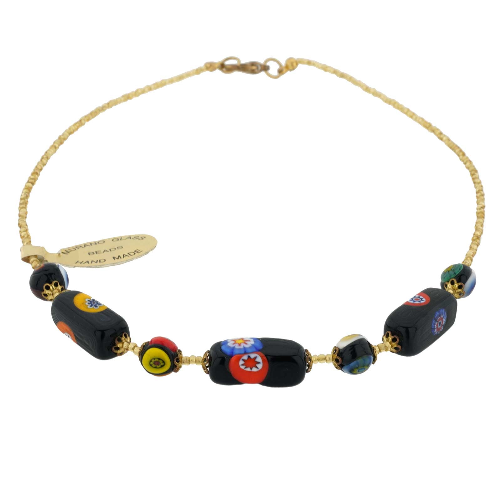 GlassOfVenice Authentic Murano Glass Pendant - Handmade Red & Black Millefiori Round Necklace From Italy - View #2