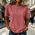 thumbnail image 2 of Admvng Women's Striped T-Shirt Crew Neck Short Sleeve Casual Solid Basic Tee Tops, 2 of 7
