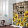thumbnail image 6 of Sunflower Live Love Laugh Shower Curtain for Bathroom Decor, Farm Vintage Wood Striped Texture Waterproof Fabric Shower Curtain, 72"x84" Set with 12 Hooks, 6 of 9