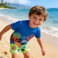 thumbnail image 4 of Character Boy Swimwear Sets Elastic Waistband for Easy on Bathing Suit Upf 50+ Swimwear Beach Holiday Top Z06 Blue 11-12 Years, 4 of 4