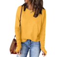 thumbnail image 2 of DDAPJ pyju Long Sleeve T-shirts for Women Solid Basic Tees Lightweight Casual Workout Crewneck Tees with Thumb Holes on Sale Yellow L, 2 of 8