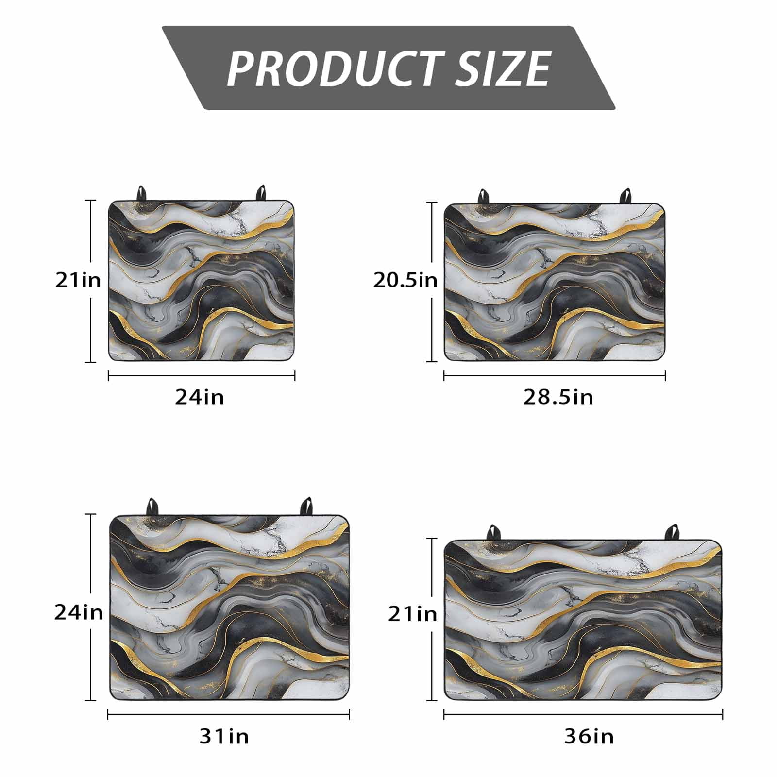 Marble Black Grey Stove Top Cover for Electric Stove, Heat-proof & Non Slip Glass Top Stove Cover Protector, Modern Fake Stone Gold Foil Wavy Kitchen Flat Cooktop Rubber Mat 24x21 Inches