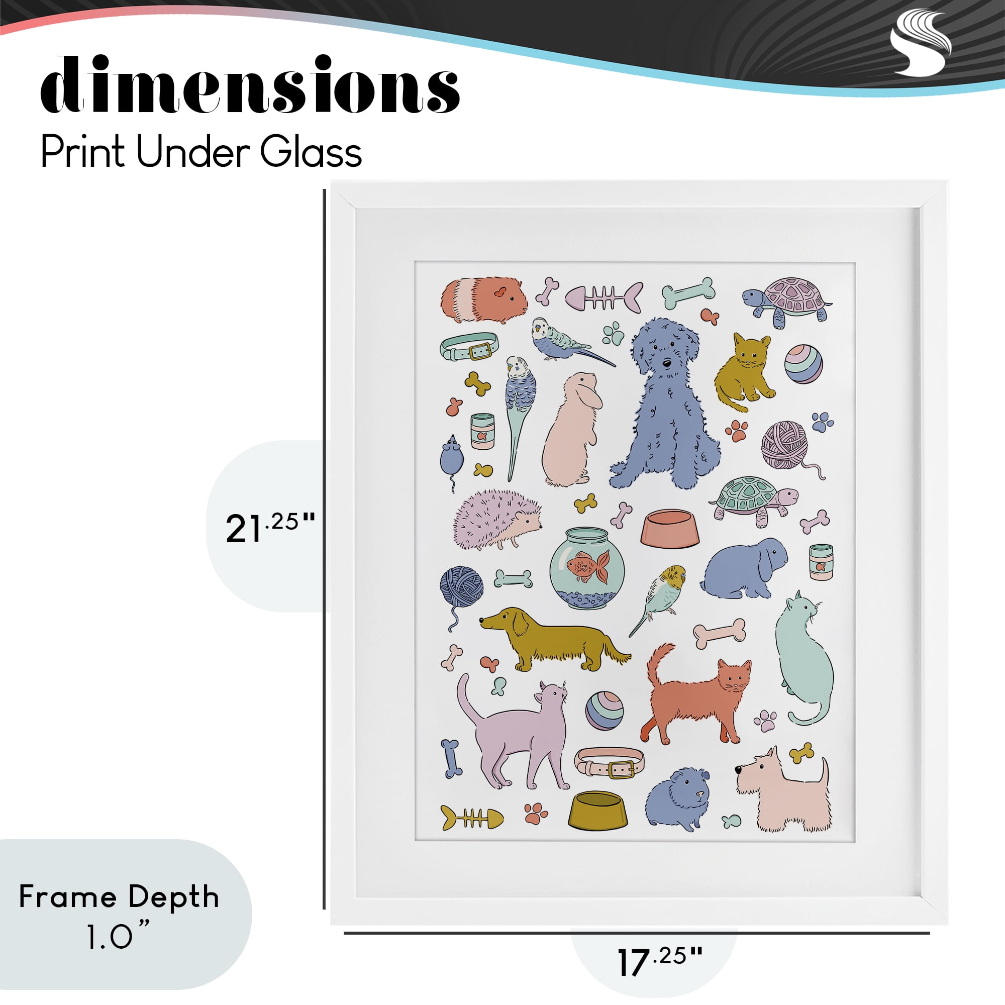 Stupell Industries Pet Shop Menagerie White Framed Print Under Glass, design by Bethany Sandoval
