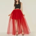 thumbnail image 3 of VUPSGEZ Women's Solid Color Swallowtail Irregular Mesh Short Front And Long Back Tutu Skirt (Red,One Size), 3 of 8