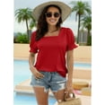 thumbnail image 3 of Women Summer Square Neck Ruffled Tops Short Sleeve Blouse Casual T-Shirt Top, 3 of 5