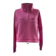 thumbnail image 5 of Baberdicy Quarter Zip Pullover Women, Women's Stand up Collar Half Zip Hem Drawstring Casual Fleece Hoodie Pullover Sweaters for Women Pink, 5 of 6