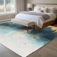 thumbnail image 4 of 6'x9' Area Rugs, Modern Teal Gold Indoor Outdoor Area Rug for Living Room Bedroom, Abstract Geometric Lines Washable Bathroom Rugs Kitchen Floor Carpet Mats Home Decor Aesthetic, 4 of 8