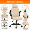 thumbnail image 6 of GASEE Leather Office Chair, Big and Tall Office Chair 400LBS Wide Seat Ergonomic Computer Desk Chair High Back Executive Leather Chair Adjustable Task Chair Lumbar Back with 1-Year Warranty, Beige, 6 of 12