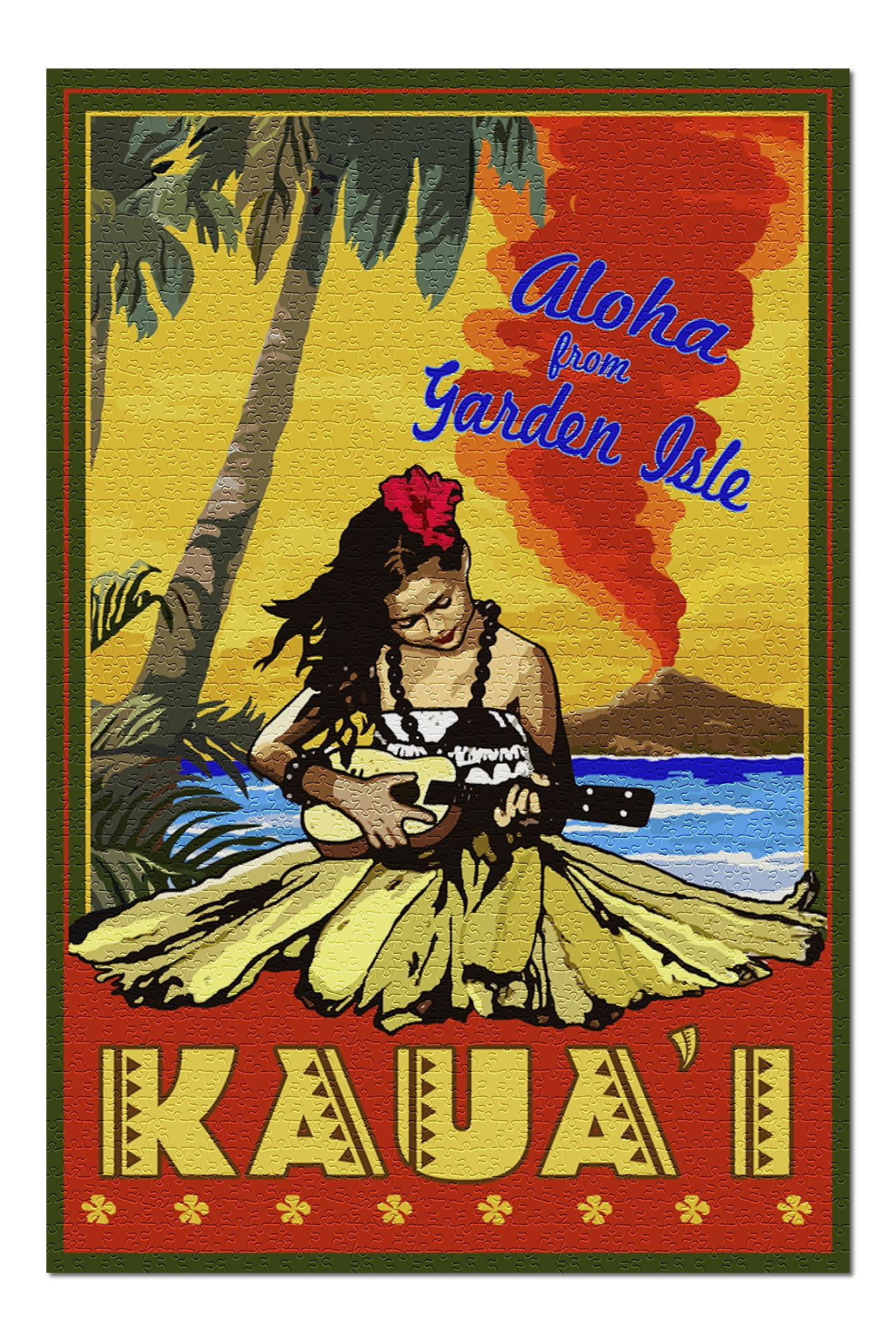 Hula Girl and Ukulele Kauai, Hawaii (20x30 Premium 1000 Piece Jigsaw