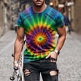 thumbnail image 3 of Rvwovn Men's Colorful Tie-Dye Crewneck T-Shirt, Loose Fit Outdoor Daily Tee with Multi Colors, 3 of 5