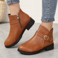 thumbnail image 2 of NECHOLOGY Botas Mujer Adulto Femenino Zapatos Botines para mujer Zapatos de mujer Botas de tacón grueso Cremallera de moda Suela Botas casuales cómodas (Brown, 9), 2 of 7