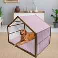 thumbnail image 2 of Floral Pet House, Spring Flower Motifs in White and Green Chain Pattern on Pink Background, Outdoor & Indoor Portable Dog Kennel with Pillow and Cover, 5 Sizes, Pale Pink White Teal, by Ambesonne, 2 of 4