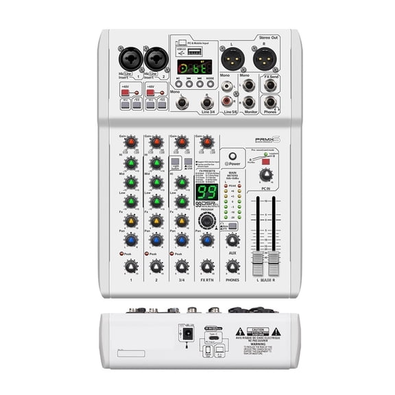 Mixer DJ Console 99 DSP Effects Mixing Console PRMX-6 With 5.0 BT 24bit/192k For Recording Musical Instrument ,Easy to Operate