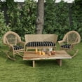 thumbnail image 2 of Jordan Manufacturing 3-Piece Platt Ink Black Stripe Tufted Outdoor Cushion Set with 1 Wicker Bench Cushion and 2 Wicker Seat Cushions, 2 of 12