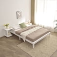 thumbnail image 3 of Home Bedroom Furniture Stella Solid Pine Wood Queen Platform Bed Frame - White, 3 of 7