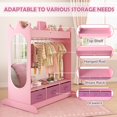 thumbnail image 5 of Pink Kids Dress Up Armoire Pretend Storage Closet Wardrobe with Mirror,Drawers,Shelf Bedroom Girls Gifts, 5 of 14