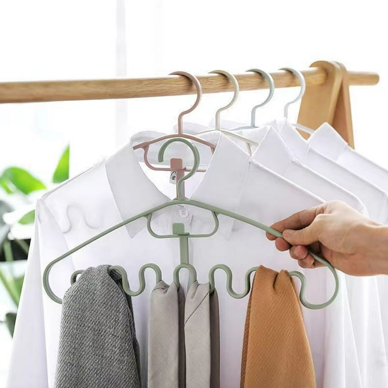 Hangers for Clothes, Wave Pattern Stackable Hangers 8 Slots,  Multifunctional Wave Pattern Hanger, Space Saving Plastic Clothes Hangers  Non Slip, Smart